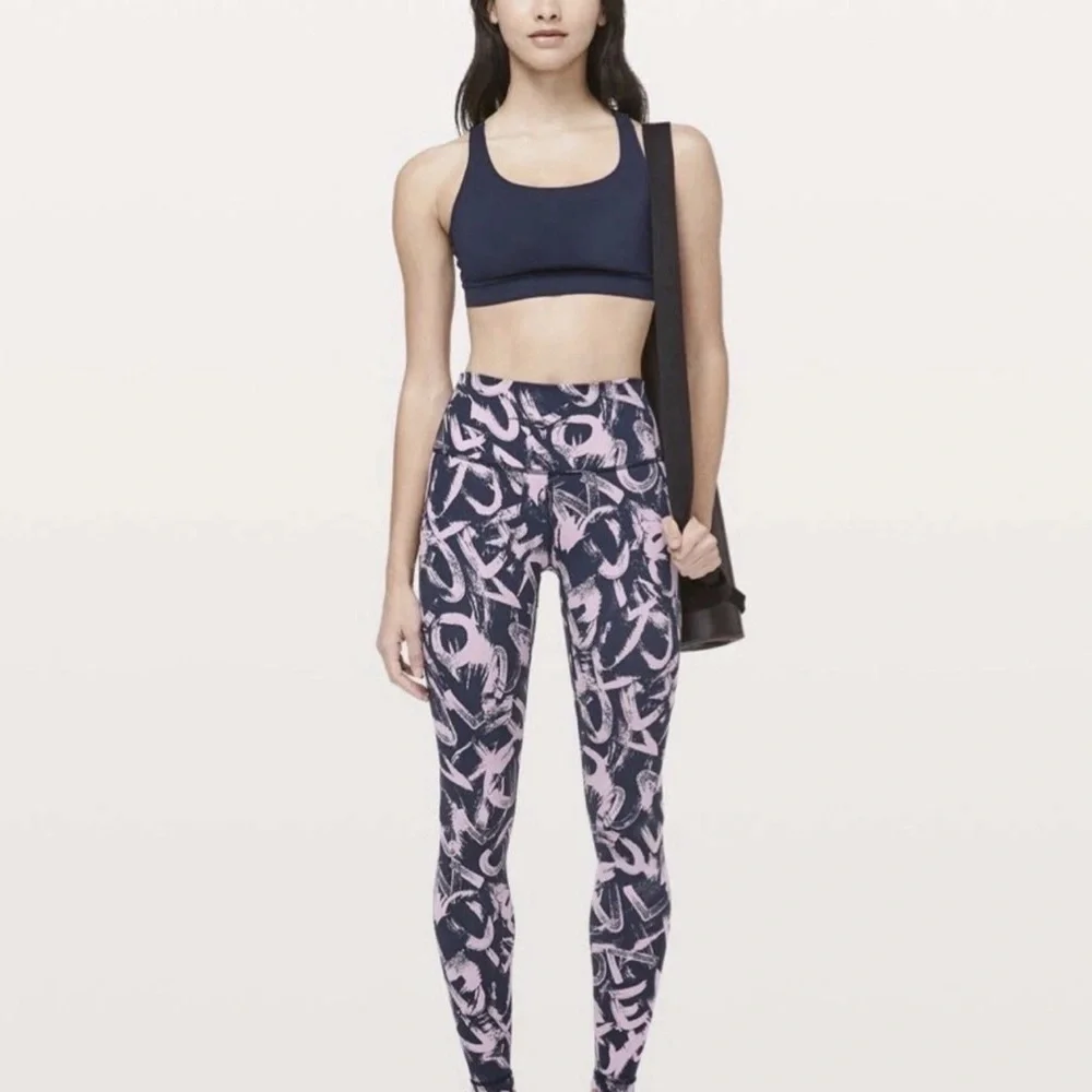 Lululemon Wunder Under High Rise Tight Graffiti Pop Antoinette True Navy Size 4 - Picture 2 of 8